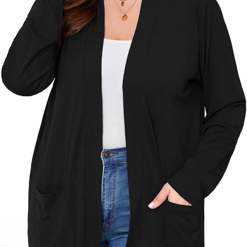 Women's Black Open Front Cardigan Sweater